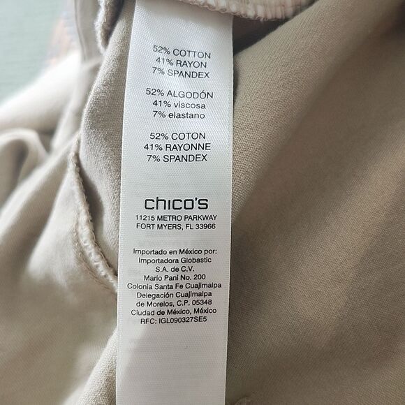 Chico's Fabulously Slimming Tan Khaki Pull On Waist Chino Pants, 8 - Picture 5 of 8
